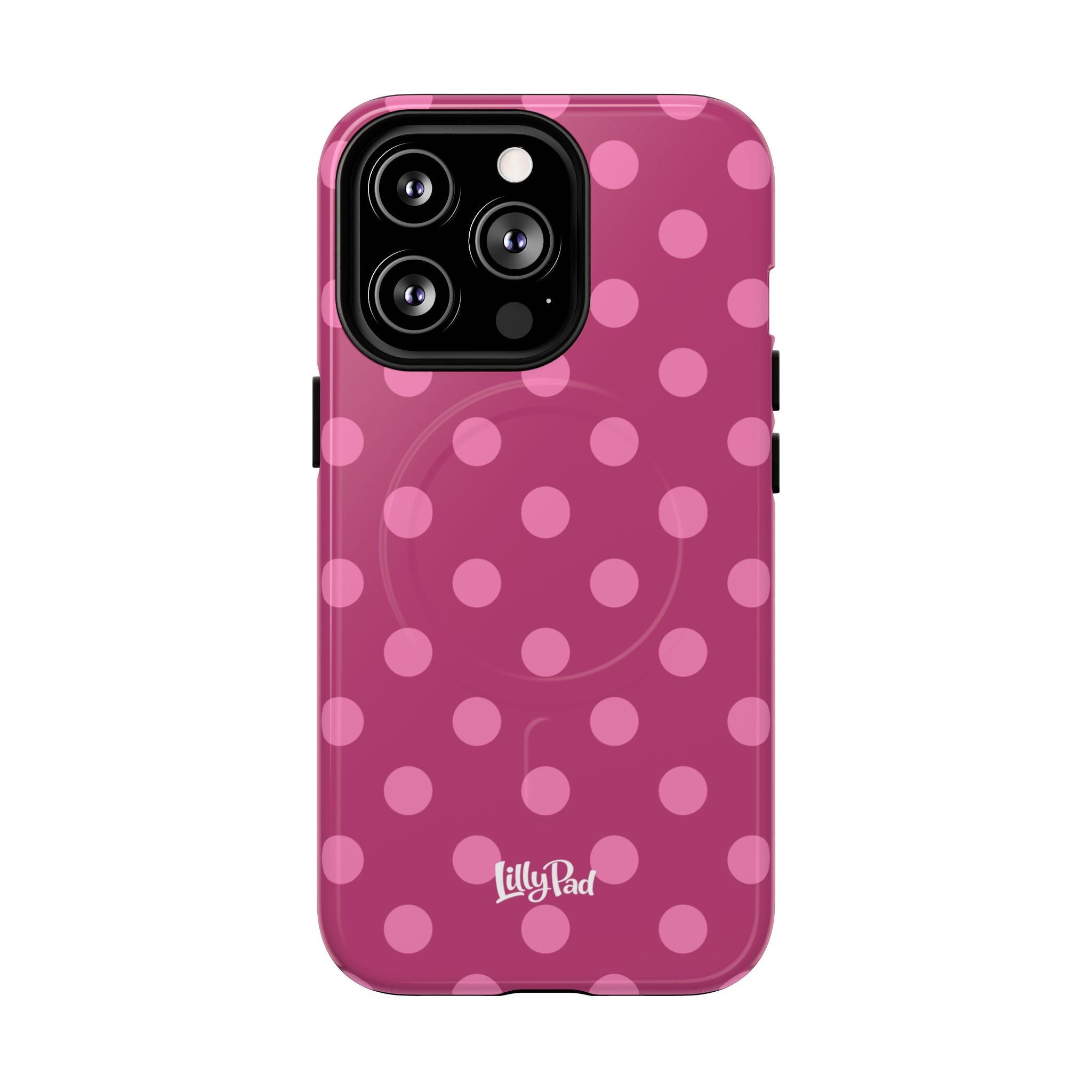 Pink Polka Dot Tough Magnetic Case | Phone Cover, MagSafe Compatible