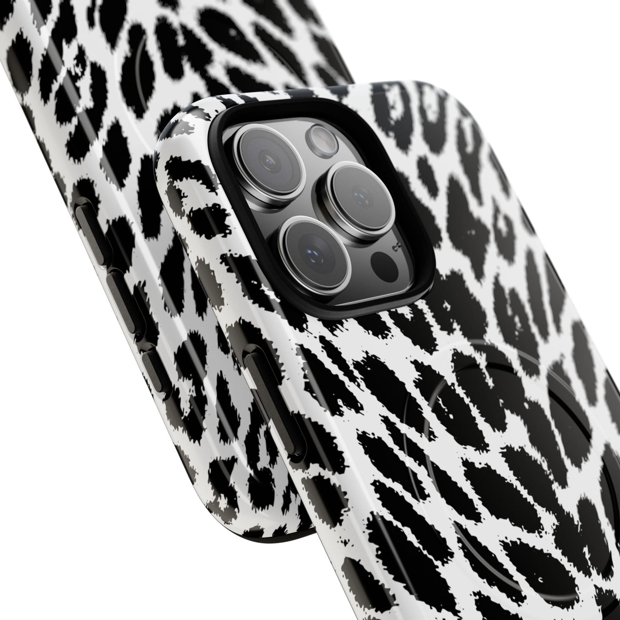 Black White Leopard Print Phone Case | Tough Magnetic Case